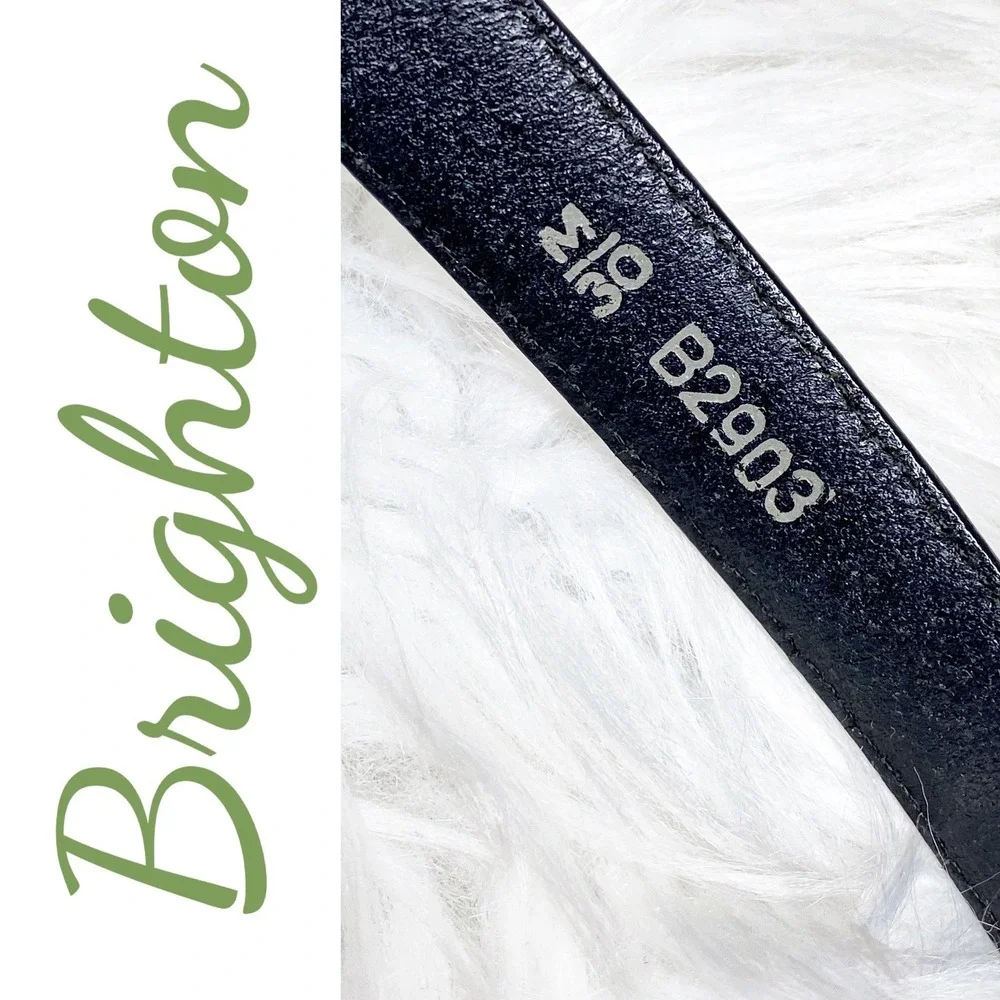 Brighton Black Leather‎ Belt Silver Gold Coastal Cowgirl Western Size 30 Medium